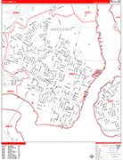 Perth Amboy  Wall Map Red Line Style